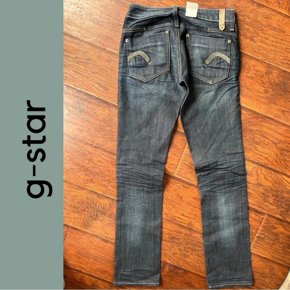 G-Star Women’s Reese Straight Jeans Whiskering Color Concrete Size  26 - Picture 2 of 9